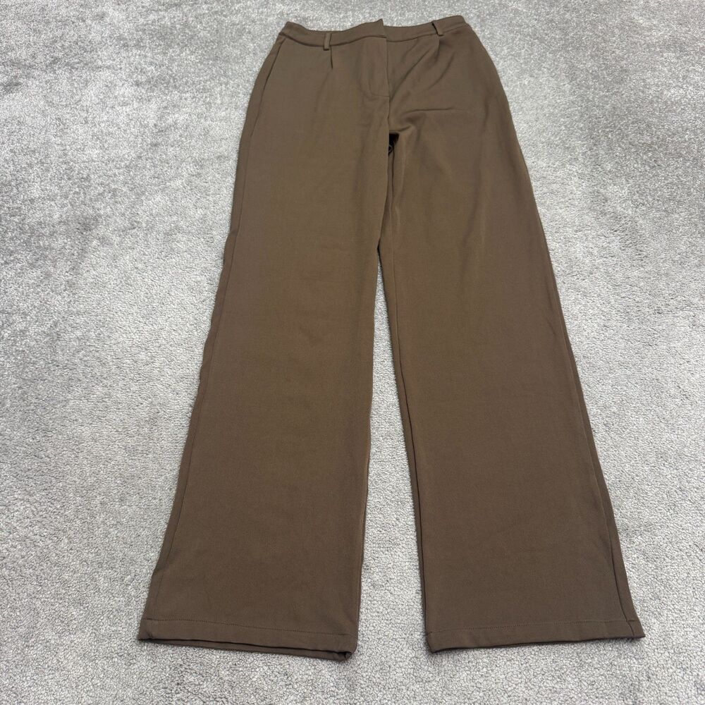 Boohoo Belt Bag Woven Casual Trouser Dress Pants Women 6 Brown Tan High Rise NWT